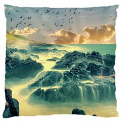 Coastline Sea Nature Sky Landscape Large Cushion Case (two Sides) by Celenk