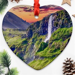 Waterfall Landscape Nature Scenic Ornament (heart) by Celenk