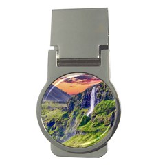 Waterfall Landscape Nature Scenic Money Clips (round)  by Celenk