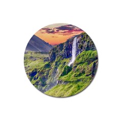 Waterfall Landscape Nature Scenic Magnet 3  (round) by Celenk