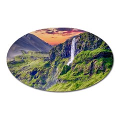 Waterfall Landscape Nature Scenic Oval Magnet by Celenk