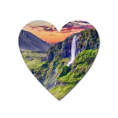 Waterfall Landscape Nature Scenic Heart Magnet by Celenk