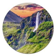 Waterfall Landscape Nature Scenic Magnet 5  (round) by Celenk