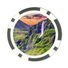 Waterfall Landscape Nature Scenic Poker Chip Card Guard by Celenk