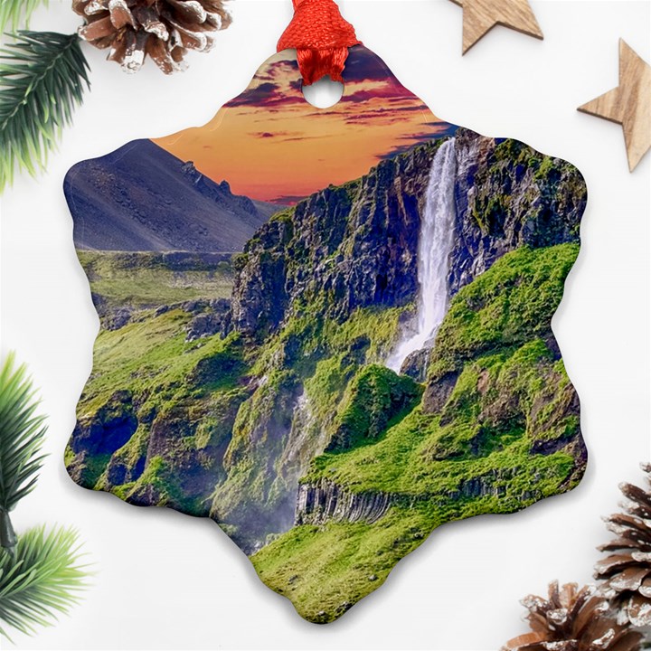 Waterfall Landscape Nature Scenic Ornament (Snowflake)