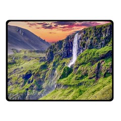 Waterfall Landscape Nature Scenic Double Sided Fleece Blanket (small)  by Celenk