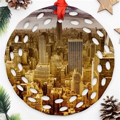 New York Empire State Building Round Filigree Ornament (two Sides)