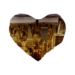 New York Empire State Building Standard 16  Premium Flano Heart Shape Cushions by Celenk