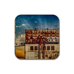 Ruin Abandoned Building Urban Rubber Coaster (square)  by Celenk