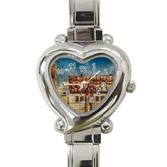 Ruin Abandoned Building Urban Heart Italian Charm Watch by Celenk