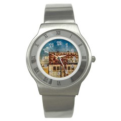 Ruin Abandoned Building Urban Stainless Steel Watch by Celenk