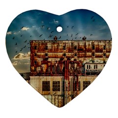 Ruin Abandoned Building Urban Heart Ornament (two Sides)