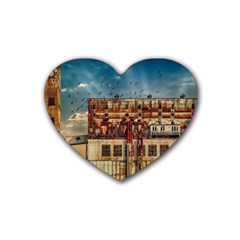 Ruin Abandoned Building Urban Heart Coaster (4 Pack)  by Celenk