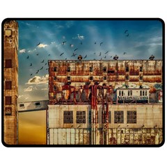 Ruin Abandoned Building Urban Double Sided Fleece Blanket (medium)  by Celenk