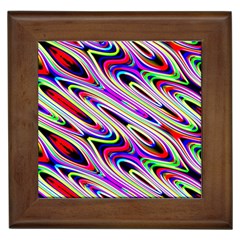 Multi Color Wave Abstract Pattern Framed Tiles by Celenk