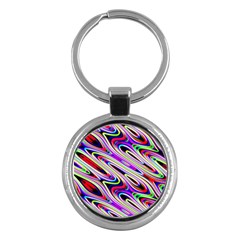 Multi Color Wave Abstract Pattern Key Chains (round)  by Celenk