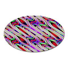 Multi Color Wave Abstract Pattern Oval Magnet by Celenk