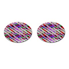 Multi Color Wave Abstract Pattern Cufflinks (oval) by Celenk