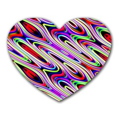 Multi Color Wave Abstract Pattern Heart Mousepads by Celenk