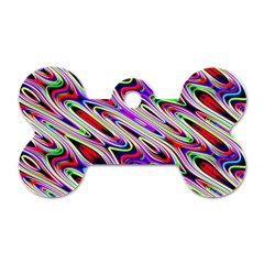 Multi Color Wave Abstract Pattern Dog Tag Bone (two Sides) by Celenk