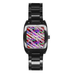 Multi Color Wave Abstract Pattern Stainless Steel Barrel Watch by Celenk