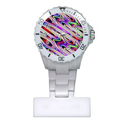 Multi Color Wave Abstract Pattern Plastic Nurses Watch by Celenk