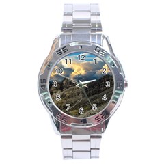 Landscape Clouds Scenic Scenery Stainless Steel Analogue Watch by Celenk