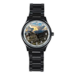 Landscape Clouds Scenic Scenery Stainless Steel Round Watch