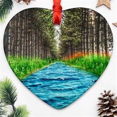 River Forest Landscape Nature Ornament (heart)