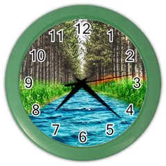 River Forest Landscape Nature Color Wall Clocks by Celenk