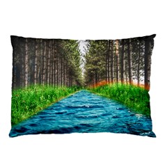 River Forest Landscape Nature Pillow Case by Celenk