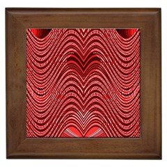 Red Wave Pattern Framed Tiles by Celenk