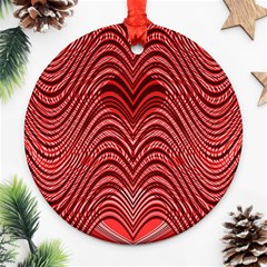 Red Wave Pattern Ornament (round) by Celenk