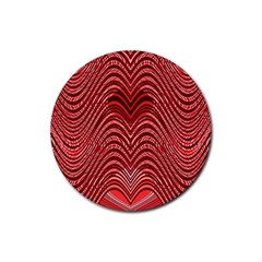 Red Wave Pattern Rubber Coaster (round)  by Celenk