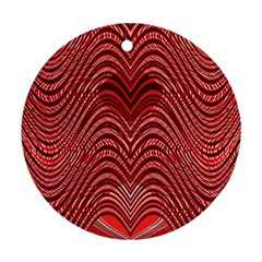 Red Wave Pattern Round Ornament (two Sides)