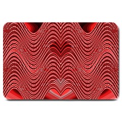 Red Wave Pattern Large Doormat  by Celenk