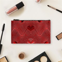 Red Wave Pattern Cosmetic Bag (small)  by Celenk