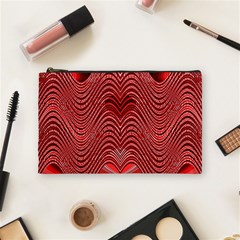 Red Wave Pattern Cosmetic Bag (medium)  by Celenk