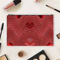 Red Wave Pattern Cosmetic Bag (large)  by Celenk