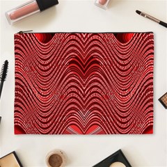 Red Wave Pattern Cosmetic Bag (xl) by Celenk