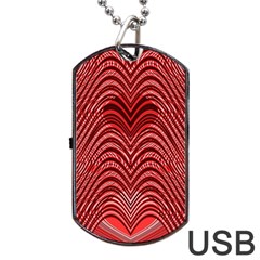 Red Wave Pattern Dog Tag Usb Flash (one Side) by Celenk