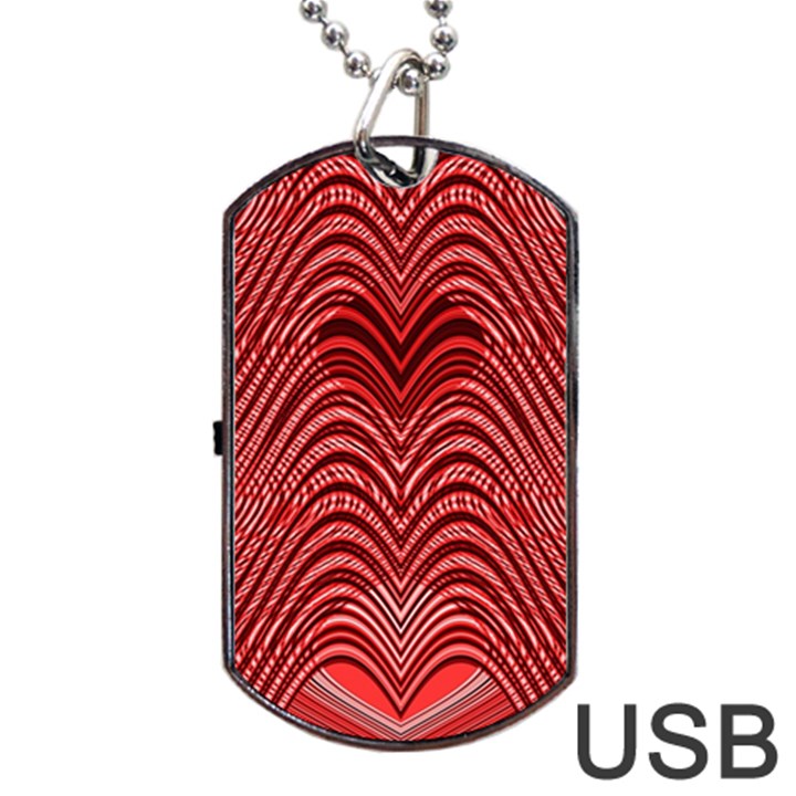 Red Wave Pattern Dog Tag USB Flash (One Side)