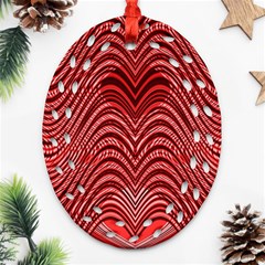 Red Wave Pattern Oval Filigree Ornament (two Sides)