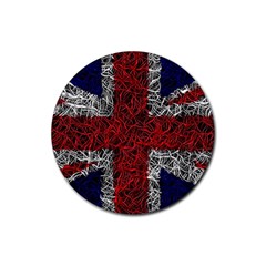 Union Jack Flag Uk Patriotic Rubber Coaster (round)  by Celenk