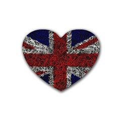 Union Jack Flag Uk Patriotic Rubber Coaster (heart)  by Celenk