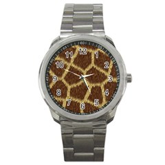 Background Texture Giraffe Sport Metal Watch by Celenk