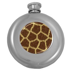 Background Texture Giraffe Round Hip Flask (5 Oz) by Celenk