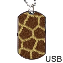 Background Texture Giraffe Dog Tag Usb Flash (two Sides) by Celenk