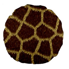 Background Texture Giraffe Large 18  Premium Flano Round Cushions by Celenk