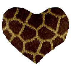 Background Texture Giraffe Large 19  Premium Flano Heart Shape Cushions by Celenk